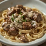 Giada De Laurentiis Beef Stroganoff - recipe card