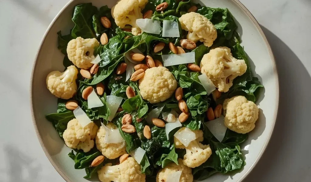 Roasted Cauliflower and Baby Kale Salad