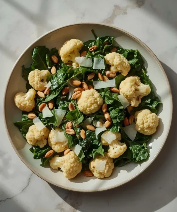 Roasted Cauliflower and Baby Kale Salad